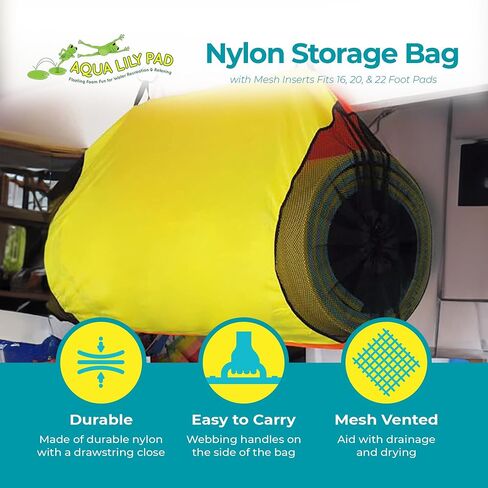 Aqua Lily Pad ACC-SB-XL-Y Nylon Storage Bag with Mesh Inserts and Mounting Hooks, Fits 16, 20, & 22 Foot Pads, Yellow in Saudi Arabia