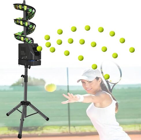 Automatic Tennis Ball Launcher with Remote Control, Adjustable Height & Angle, Perfect for Training & Practice, Portable Tennis Serving Machine for All Skill Levels in Saudi Arabia