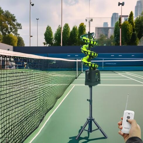 Automatic Tennis Ball Launcher with Remote Control, Adjustable Height & Angle, Perfect for Training & Practice, Portable Tennis Serving Machine for All Skill Levels in Saudi Arabia