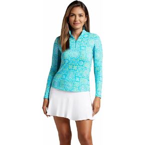 IBKUL Athleisure Wear Sun Protective UPF 50+ Icefil Cooling-Colette Print Long Sleeve Mock Neck Top-10090 in Saudi Arabia