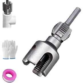 Integrated Internal & External Pipe Threading Tool, Electric Drill Compatible 2-in-1 PVC Pipe Threader Kit for 1/2" & 3/4" Pipes in Kuwait