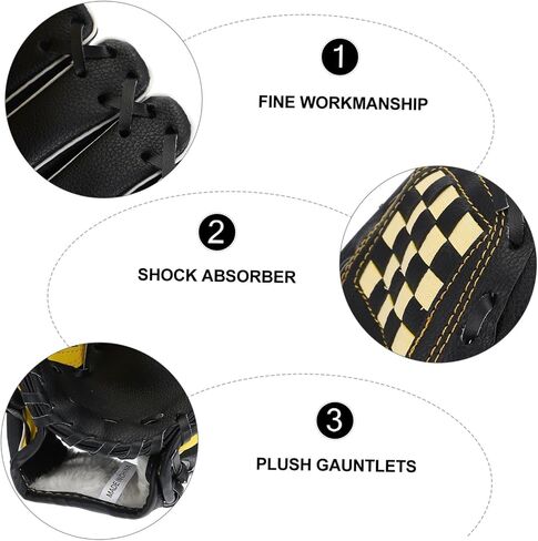 1pc Baseball Glove for Softball Pu Protective Glove Yellow Black Lightweight Design for Beginners and Competitions for Youth and Adult Use in Saudi Arabia