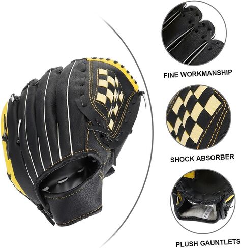 1pc Baseball Glove for Softball Pu Protective Glove Yellow Black Lightweight Design for Beginners and Competitions for Youth and Adult Use in Saudi Arabia