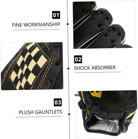 1pc Baseball Glove for Softball Pu Protective Glove Yellow Black Lightweight Design for Beginners and Competitions for Youth and Adult Use in Saudi Arabia