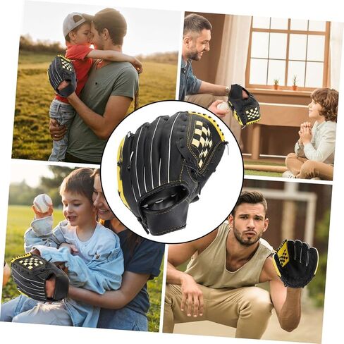 1pc Baseball Glove for Softball Pu Protective Glove Yellow Black Lightweight Design for Beginners and Competitions for Youth and Adult Use in Saudi Arabia
