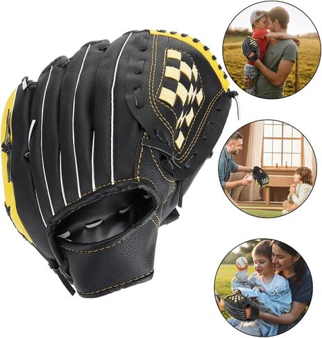 1pc Baseball Glove for Softball Pu Protective Glove Yellow Black Lightweight Design for Beginners and Competitions for Youth and Adult Use in Saudi Arabia