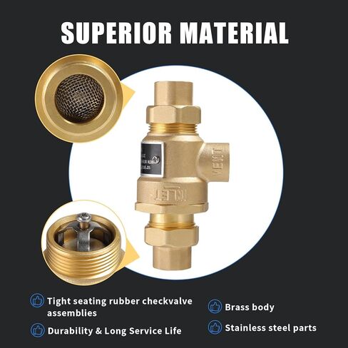 1/2" 9D-M3 Brass Backflow Preventer, 1/2 Inch Dual Check Valve with Intermediate Atmospheric Vent, 1/2 Backflow Preventer Valve 190T012, Replacement for Watts in Kuwait