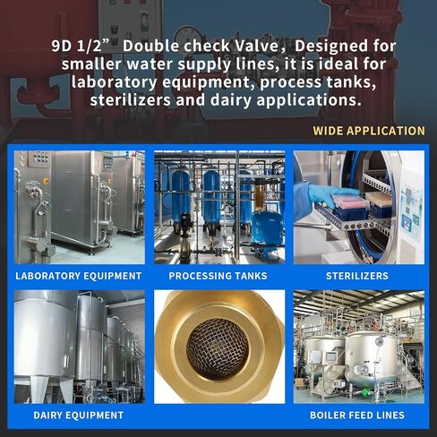 1/2" 9D-M3 Brass Backflow Preventer, 1/2 Inch Dual Check Valve with Intermediate Atmospheric Vent, 1/2 Backflow Preventer Valve 190T012, Replacement for Watts in Kuwait