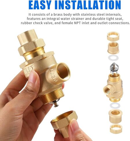 1/2" 9D-M3 Brass Backflow Preventer, 1/2 Inch Dual Check Valve with Intermediate Atmospheric Vent, 1/2 Backflow Preventer Valve 190T012, Replacement for Watts in Kuwait