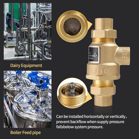 1/2" 9D-M3 Brass Backflow Preventer, 1/2 Inch Dual Check Valve with Intermediate Atmospheric Vent, 1/2 Backflow Preventer Valve 190T012, Replacement for Watts in Kuwait