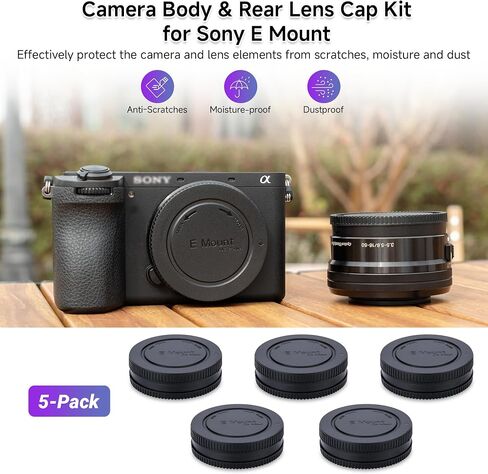 JJC E-Mount Body & Rear Lens Cap Cover for Sony, Replaces ALC-B1EM, 2-Pack | Compatible with Sony A1 II A7C II A7R VI V IV A7 V IV III A7S III A9III A6600 A6500 A6400 A6300 A6100 ZV-1 ZV-E10 in Saudi Arabia