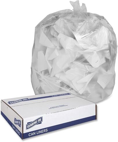 Genuine Joe GJO01010 Low-Density Trash Can Liner, 10 Gallon Capacity, 24" Length x 23" Width x 0.60 mil Thickness, Clear (Box of 500) in Saudi Arabia