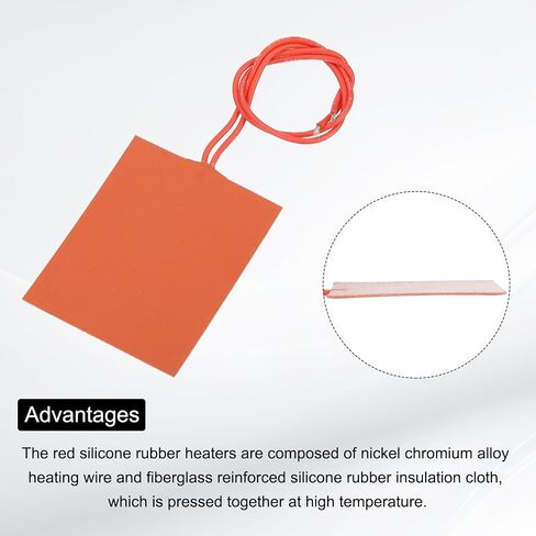 MECCANIXITY 1pcs Silicone Heating Pad, 12V 25W Heater Film Flexible Heating Plate 100mmx80mm Heater Mat for Constant Temperature in Saudi Arabia