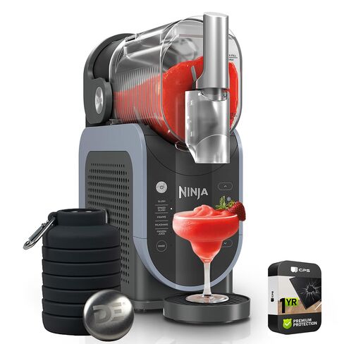 Ninja FS301 SLUSHi 88 oz. Frozen Drink & Slushie Machine (Renewed) Bundle with Deco Essentials Collapsable Water Bottle BPA Free 24oz Gray/Stainless and 1 YR CPS Enhanced Protection Pack in Saudi Arabia