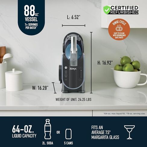 Ninja FS301 SLUSHi 88 oz. Frozen Drink & Slushie Machine (Renewed) Bundle with Deco Essentials Collapsable Water Bottle BPA Free 24oz Gray/Stainless and 1 YR CPS Enhanced Protection Pack in Saudi Arabia
