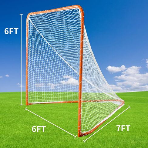 PGL 6x6ft تنظيم Lacrosse الهدف ، الهدف القابل للطي ، شبكة تدريب لاكروس ، هدف لاكروس المحمول ، إطار برتقالي مع شباك بيضاء ، قابلة للطي وقابلة للإزالة in Kuwait