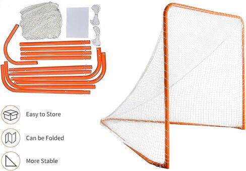 PGL 6x6ft تنظيم Lacrosse الهدف ، الهدف القابل للطي ، شبكة تدريب لاكروس ، هدف لاكروس المحمول ، إطار برتقالي مع شباك بيضاء ، قابلة للطي وقابلة للإزالة in Kuwait