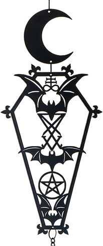Pacific Giftware from The Crypt Gothic Hanging Decoration by Alchemy Gothic Crescent Moon Bats and Pentagram Design Perfect for Outdoor Halloween Decor or Year Round Gothic Decor 28" Tall in Saudi Arabia