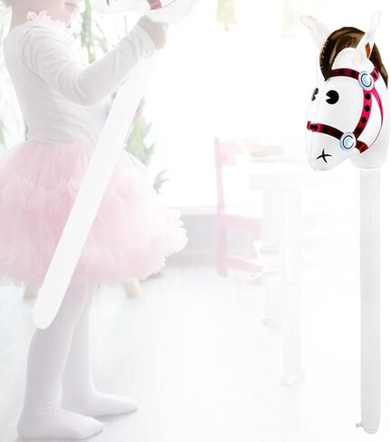 Hobby Horse Stick Toy Portable Creative Party Decoration for Horse Themed Party, White Head in Saudi Arabia