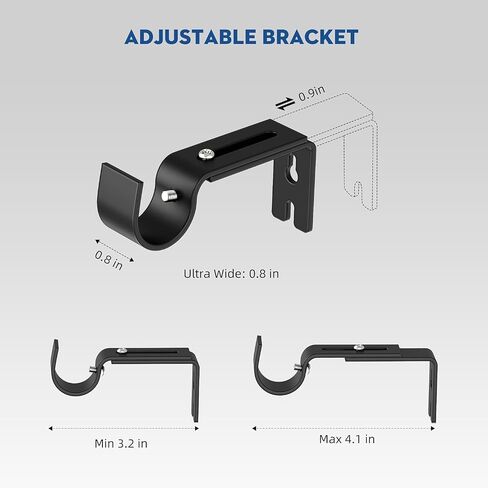 Matte Black Curtain Rod for Windows 48-84 inch Adjustable 1 inch Diameter Decorative Matte Black Curtain Rods with Brackets in Saudi Arabia