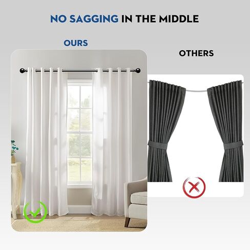 Matte Black Curtain Rod for Windows 48-84 inch Adjustable 1 inch Diameter Decorative Matte Black Curtain Rods with Brackets in Saudi Arabia