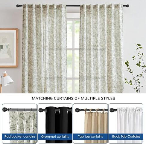 Matte Black Curtain Rod for Windows 48-84 inch Adjustable 1 inch Diameter Decorative Matte Black Curtain Rods with Brackets in Saudi Arabia
