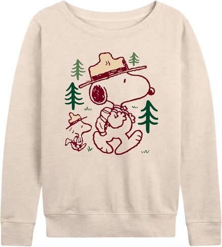 HYBRID APPAREL - Peanuts - Snoopy and Woodstock Hiking - Women's Lightweight French Terry Pullover in Saudi Arabia