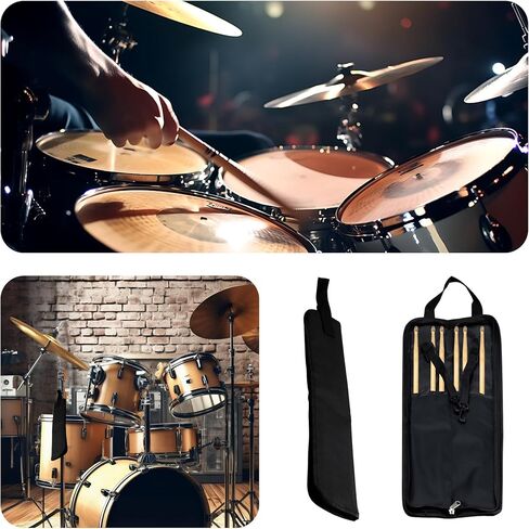 Blue Drumsticks Bag, Thickened Drum Stick Holder Portable Case with Hooks Inside for Percussion Sticks, Drum Mallet in Kuwait