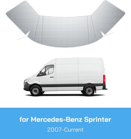 Windshield Cover for Mercedes Sprinter 2007-2024 Motorhome, Front Window Sunshade Cover & Privacy Shield, White with Mirror Cutouts in Saudi Arabia