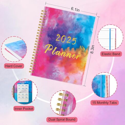 2025 Planner ، Weekly Weekly & Daily Planner Mar 2025-May 2026 ، 15 شهرًا ، مخطط الأجندة الأكاديمية Hardcover مع علامة تبويب شهرية ، صفحات ملاحظات ، جيوب خلفية ، للطالبة المعلمين ، 6.1 " * 8.3" in Kuwait