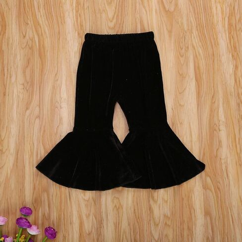 MBMSHEGH Kids Baby Girl Velvet Sequins Bell-Bottoms Pants Fall Ruffle Flare Sparkling Pant Trousers Leggings Toddler Clothes in Kuwait