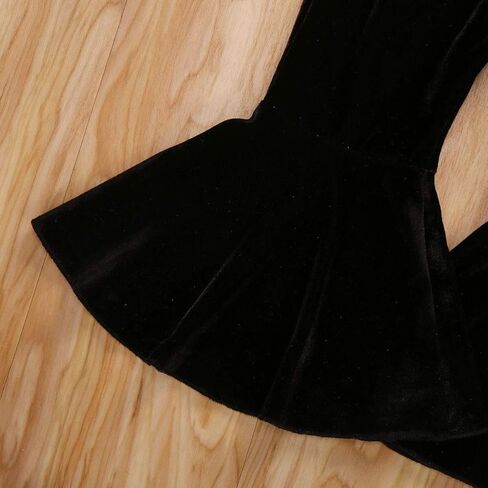 MBMSHEGH Kids Baby Girl Velvet Sequins Bell-Bottoms Pants Fall Ruffle Flare Sparkling Pant Trousers Leggings Toddler Clothes in Kuwait