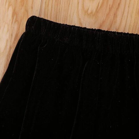 MBMSHEGH Kids Baby Girl Velvet Sequins Bell-Bottoms Pants Fall Ruffle Flare Sparkling Pant Trousers Leggings Toddler Clothes in Kuwait