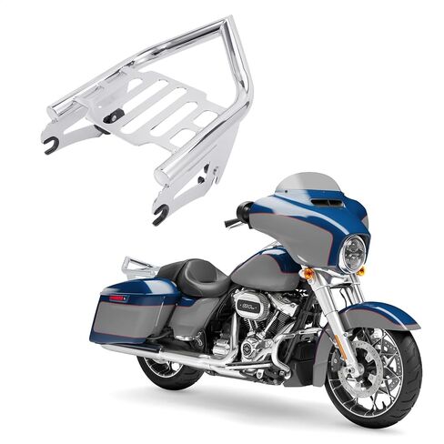 دراجة نارية Sissy Bar Argage Rack Kit لـ Harley Touring 2009-2024 Street Glide Road Road Glide Electra Glide ، مسند الظهر + كومبو رف الأمتعة الخلفي (أسود) in Kuwait