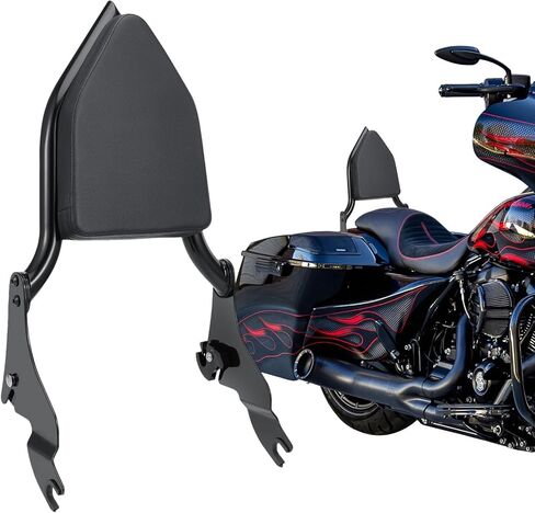 دراجة نارية Sissy Bar Argage Rack Kit لـ Harley Touring 2009-2024 Street Glide Road Road Glide Electra Glide ، مسند الظهر + كومبو رف الأمتعة الخلفي (أسود) in Kuwait