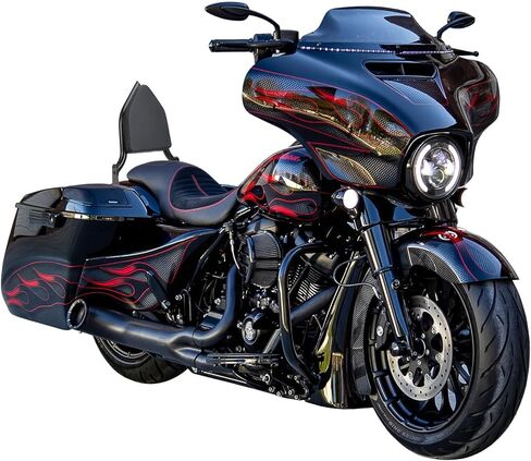 دراجة نارية Sissy Bar Argage Rack Kit لـ Harley Touring 2009-2024 Street Glide Road Road Glide Electra Glide ، مسند الظهر + كومبو رف الأمتعة الخلفي (أسود) in Kuwait