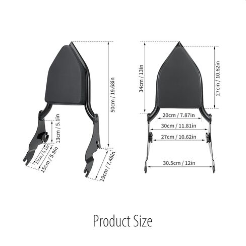 دراجة نارية Sissy Bar Argage Rack Kit لـ Harley Touring 2009-2024 Street Glide Road Road Glide Electra Glide ، مسند الظهر + كومبو رف الأمتعة الخلفي (أسود) in Kuwait