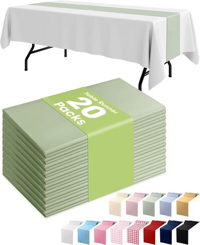 Pureegg Gold Plastic Table Runners - 10 Pack, 14'' x 108'', Water Resistant & Disposable Centerpiece Decorations for Table Cloth, Wedding, Birthday, Holiday, Baby Shower, Party, Home Decor in Kuwait