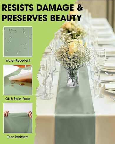 Pureegg Gold Plastic Table Runners - 10 Pack, 14'' x 108'', Water Resistant & Disposable Centerpiece Decorations for Table Cloth, Wedding, Birthday, Holiday, Baby Shower, Party, Home Decor in Kuwait
