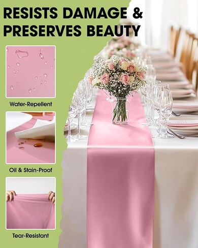 Pureegg Gold Plastic Table Runners - 10 Pack, 14'' x 108'', Water Resistant & Disposable Centerpiece Decorations for Table Cloth, Wedding, Birthday, Holiday, Baby Shower, Party, Home Decor in Kuwait