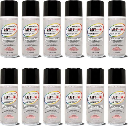 LASERBOND 100 Aerosol Black Laser Targing Swark 12 Oz 12 Pack ، متوافق مع الصمام الثنائي الألياف CO2 ودافع الليزر YAG ، علامات دائمة على الحجر الزجاجي المعدني والسيراميك in Saudi Arabia