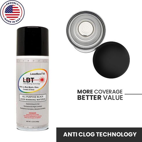 LASERBOND 100 Aerosol Black Laser Targing Swark 12 Oz 12 Pack ، متوافق مع الصمام الثنائي الألياف CO2 ودافع الليزر YAG ، علامات دائمة على الحجر الزجاجي المعدني والسيراميك in Saudi Arabia