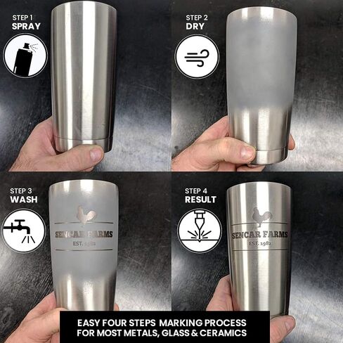 LASERBOND 100 Aerosol Black Laser Targing Swark 12 Oz 12 Pack ، متوافق مع الصمام الثنائي الألياف CO2 ودافع الليزر YAG ، علامات دائمة على الحجر الزجاجي المعدني والسيراميك in Saudi Arabia