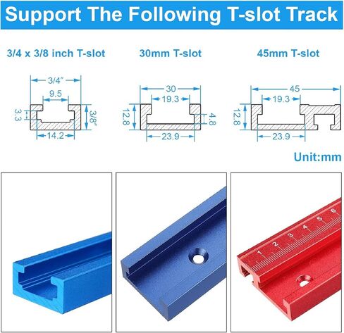 10 Set T Track Knob Kit T Track Stop Block Heavy Duty Steel M8x100mm Bolts for T Track Woodworking Sanding and Routing in Saudi Arabia