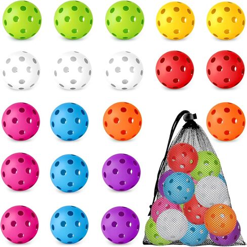 Coopay 20 Pack Baseball Practice Balls Plastic Training Balls Lightweight Hollow Softballs with a Drawstring Bag for Hitting, Baseball Training Indoor Outdoor Use (Multicolor) in Saudi Arabia