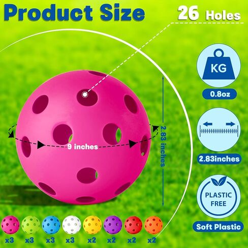 Coopay 20 Pack Baseball Practice Balls Plastic Training Balls Lightweight Hollow Softballs with a Drawstring Bag for Hitting, Baseball Training Indoor Outdoor Use (Multicolor) in Saudi Arabia