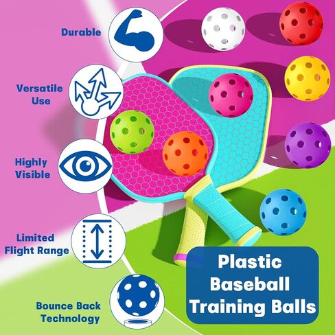 Coopay 20 Pack Baseball Practice Balls Plastic Training Balls Lightweight Hollow Softballs with a Drawstring Bag for Hitting, Baseball Training Indoor Outdoor Use (Multicolor) in Saudi Arabia