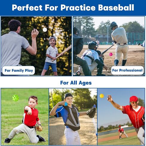 Coopay 20 Pack Baseball Practice Balls Plastic Training Balls Lightweight Hollow Softballs with a Drawstring Bag for Hitting, Baseball Training Indoor Outdoor Use (Multicolor) in Saudi Arabia