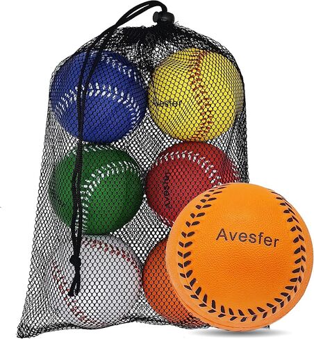 Avesfer Practice Foam Softballs 11 inch with Mesh Bag Soft Oversize Foam Baseballs Safely Training Batting Hitting Ball and Fielding Indoor Outdoor for Kids Teenager Players Pack 6 in Kuwait