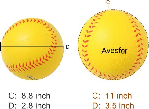 Avesfer Practice Foam Softballs 11 inch with Mesh Bag Soft Oversize Foam Baseballs Safely Training Batting Hitting Ball and Fielding Indoor Outdoor for Kids Teenager Players Pack 6 in Kuwait